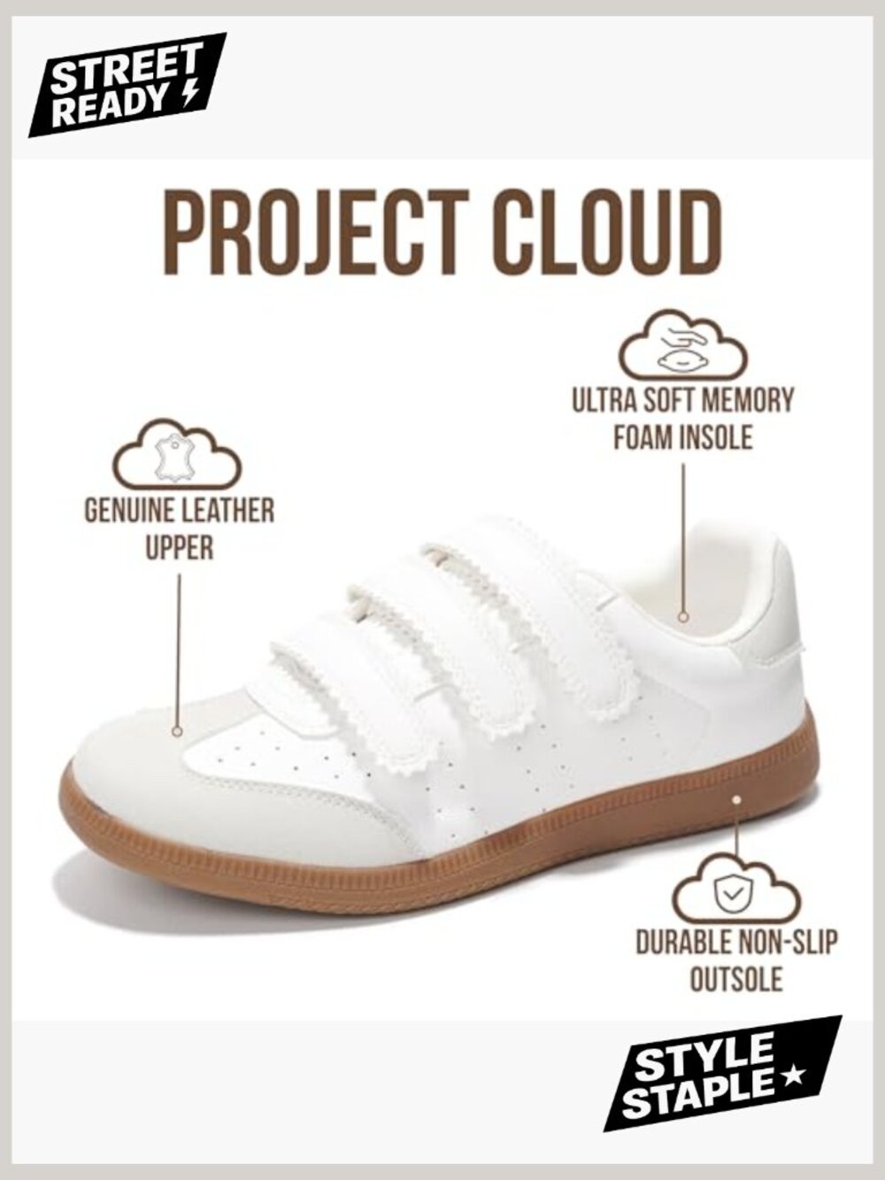 Women's Fashion Sneakers with Memory Foam, Lightweight, Non-Slip, Hook & Loop - Picture 3 of 6